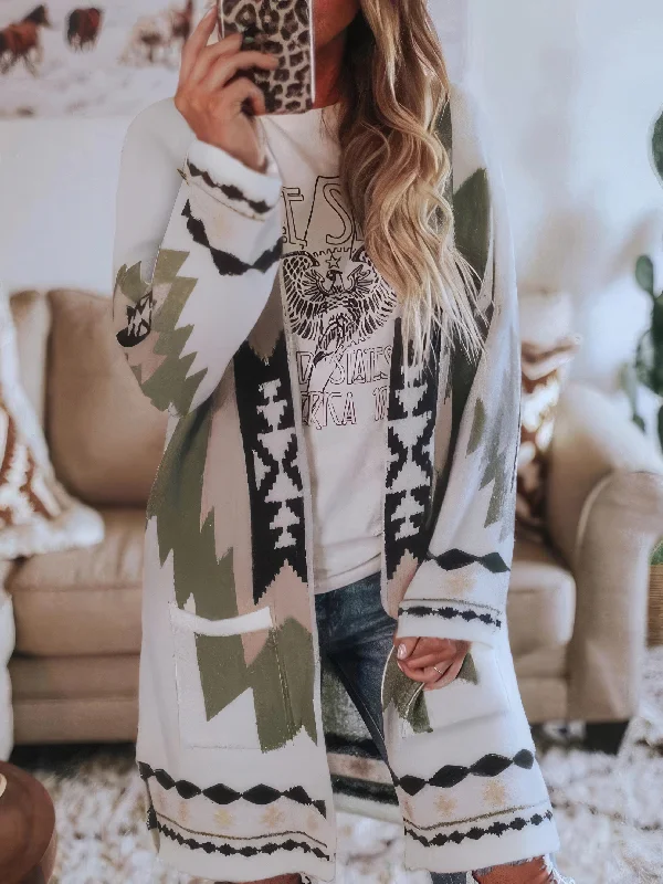Casual Long Sleeve Knitted Cardigan with Tribal Print Button Cardigan Zip Cardigan Pullover Cardigan Casual Long Sleeve Knitted Cardigan with Tribal Print Button Cardigan Zip Cardigan Pullover Cardigan