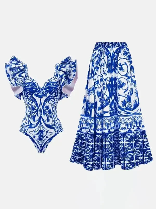 Blue Zone Planet | Bella'S Trendy Floral Skirted Swimsuit (Skirt And Top Sold Separately) Beach Ready Swimsuit Blue Zone Planet | Bella'S Trendy Floral Skirted Swimsuit (Skirt And Top Sold Separately) Beach Ready Swimsuit