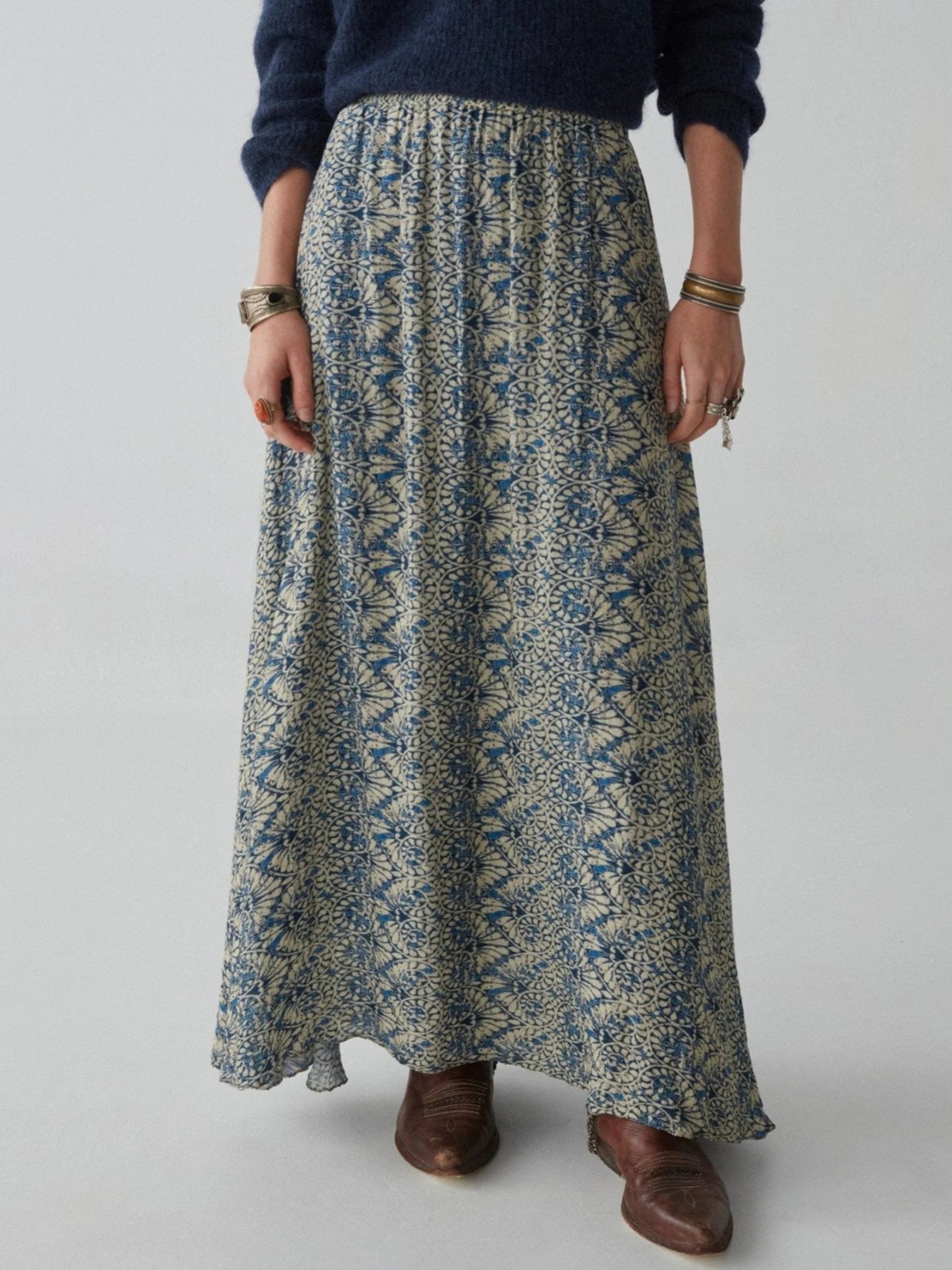 MAISON HOTEL Ines Skirt in Lapis Lazuli leather skirt sleek