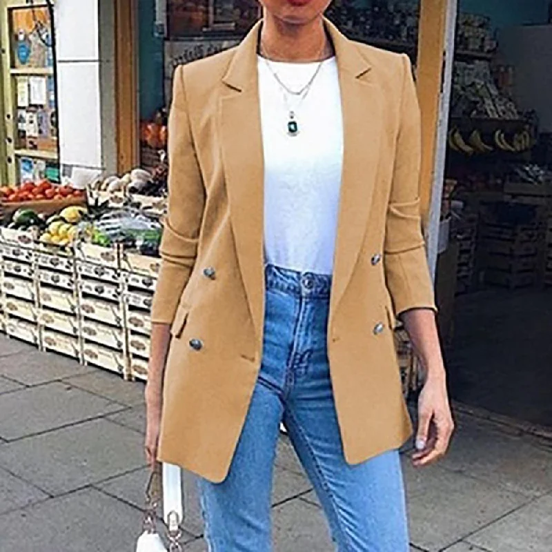Heouty Casual Long Sleeve Solid Color Turn-down Collar Coat Lady Business Jacket Suit Coat Slim Top Women blazers Female 2022 Fitted Jacket Loose Jacket Oversized Jacket Heouty Casual Long Sleeve Solid Color Turn-down Collar Coat Lady Business Jacket Suit Coat Slim Top Women blazers Female 2022 Fitted Jacket Loose Jacket Oversized Jacket