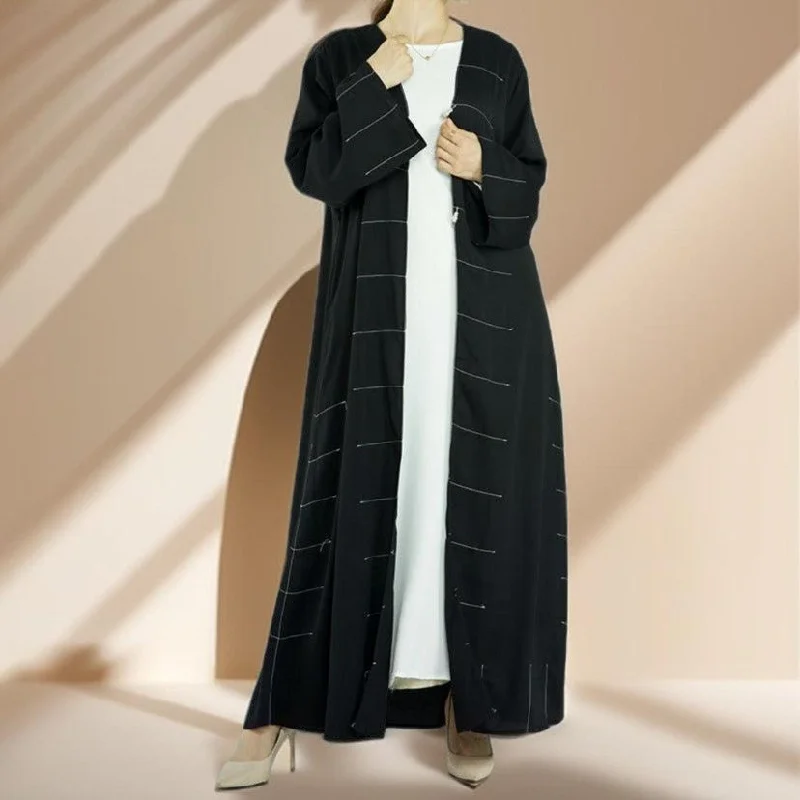 Arabian Cardigan Abaya Dress Mesh Blend Leather Blend Suede Blend