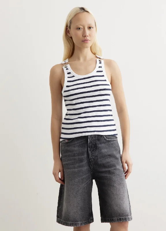 Ribbed Mariniere Tank Top mesh tank top