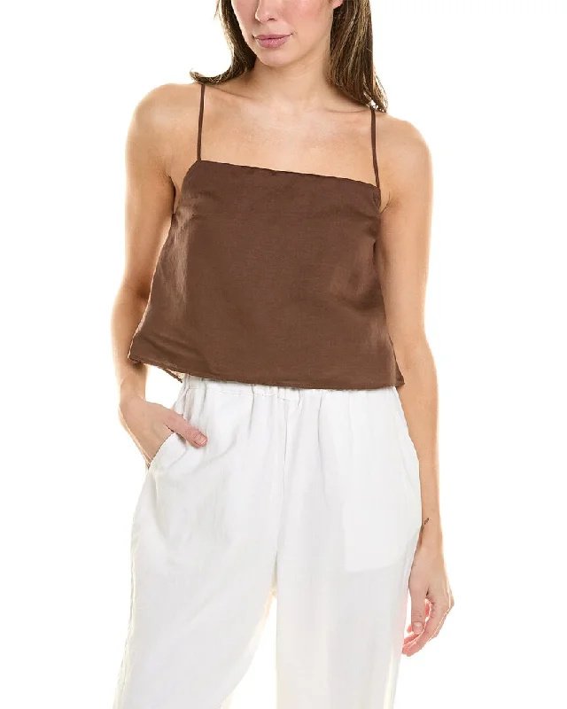 Onia Air Linen-Blend Square Neck Tank neon tank top