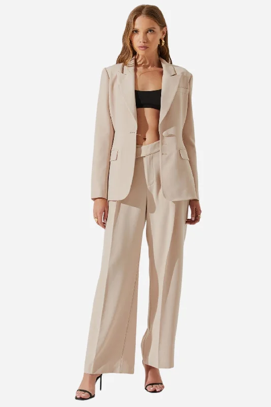 ASTR The Label Rubina Criss-cross Waist Wide Leg Pants in Natural Modern Bootcut Pants