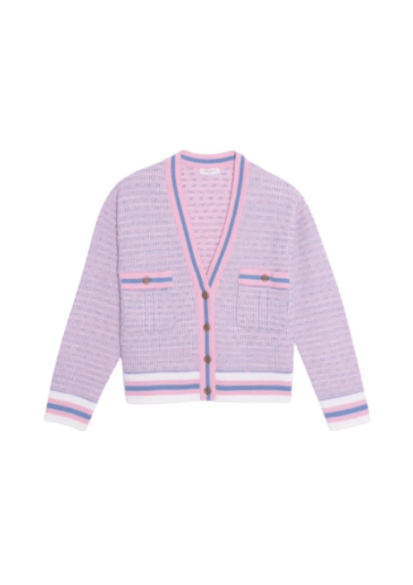 PINK TWEED EFFECT CARDIGAN Spandex Blend Rayon Blend Denim Blend