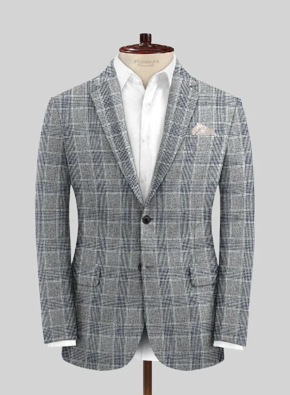 Solbiati Gray Checks Linen Jacket Belted Jacket Elasticated Jacket Padded Jacket