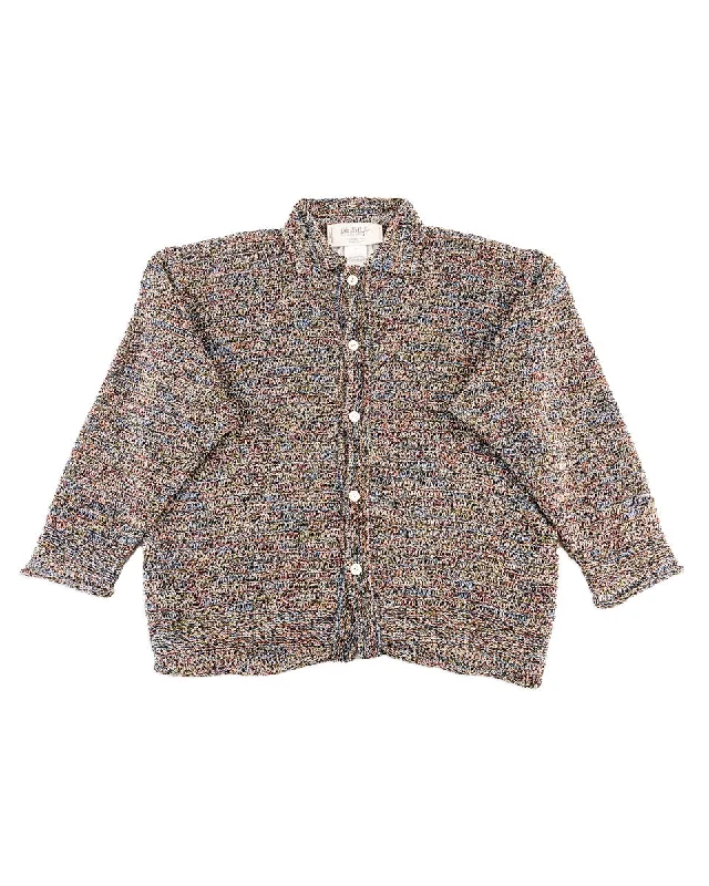 Cotton Wrap Stitches Cardigan - Galaxy 10 Herringbone Houndstooth Plaid