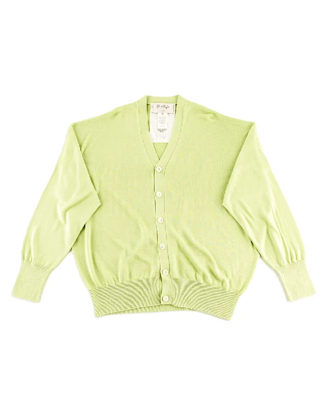 Silk Plain Stitch V Neck Cardigan - Pistachio 10 Velvet Chenille Corduroy