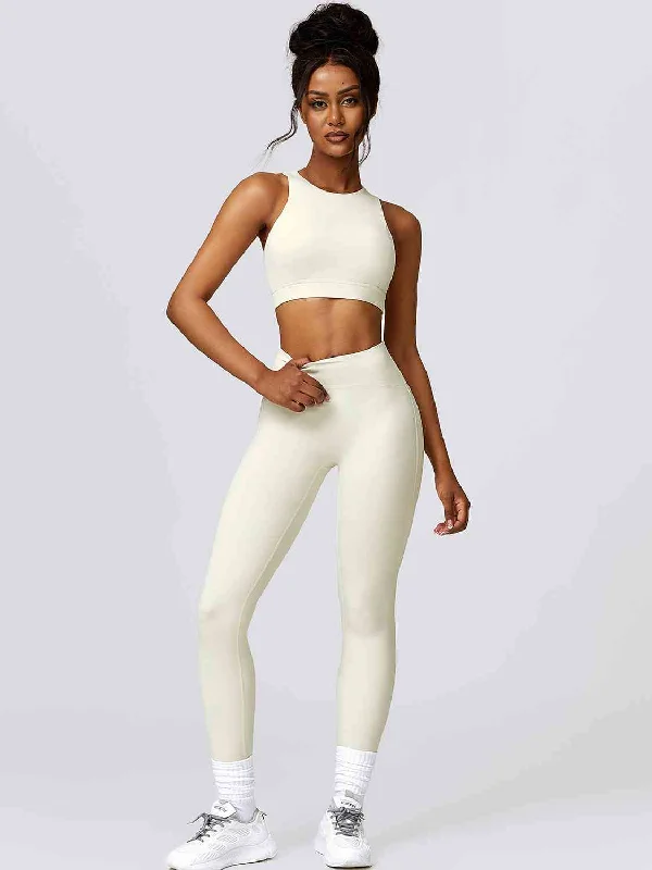 Cutout Cropped Sport Tank and Leggings Set stretchy tank top
