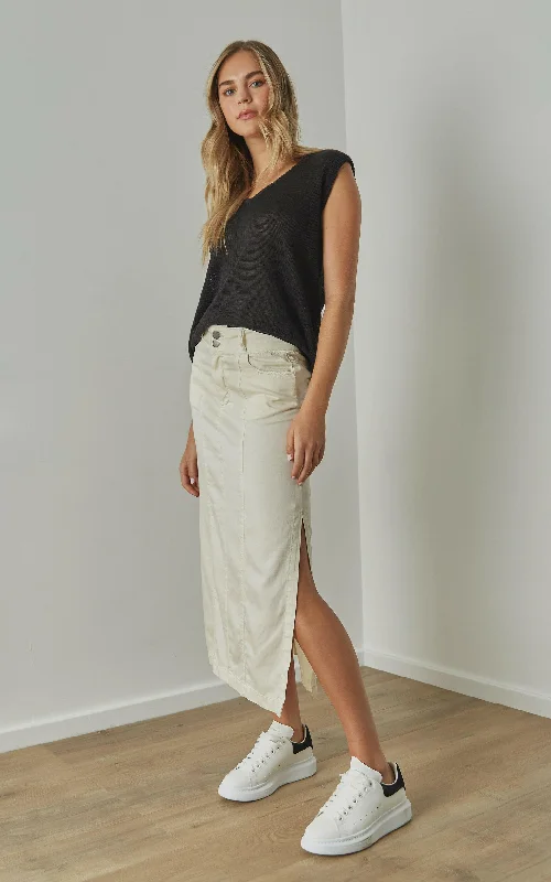 Mona Ivory Tencel Skirt leather skirt bold