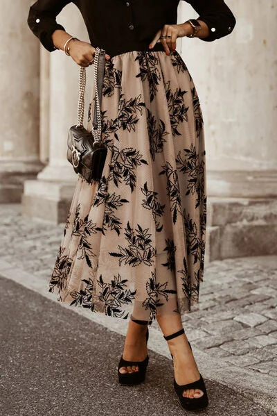 Embroidered High Waist Maxi Skirt silk skirt luxurious