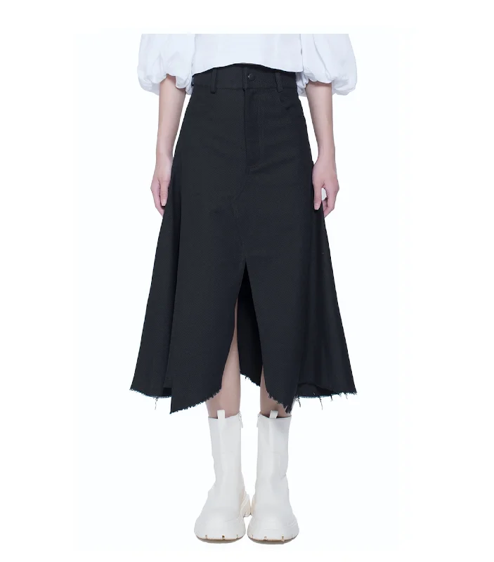 Asymmetric Hem with Panel Skirt cashmere skirt fine