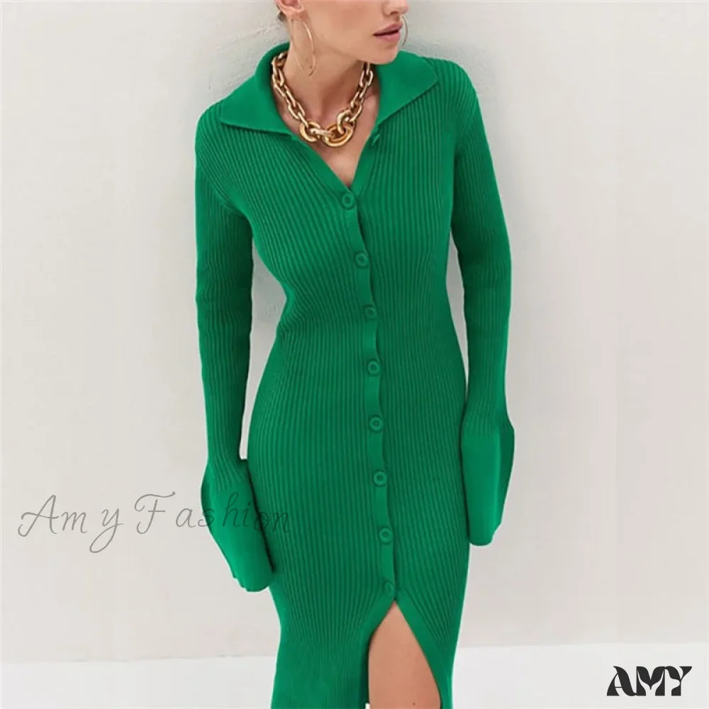 Amy Fashion - Sexy Knitted Cardigan Women  Female Fashion Slim Solid Autumn Winter  Flare Sleeve Female Vestidos Hooded Caped Shawl Collar