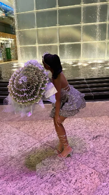 Silver V Neck A-Line Sequins Short Party Dress Birthday Outfits DP3948 Tunics Bestseller popular Silver V Neck A-Line Sequins Short Party Dress Birthday Outfits DP3948 Tunics Bestseller popular