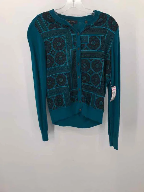 Pre-Owned Ann Taylor Blue Size Small Printed Cardigan Modern Contemporary chic