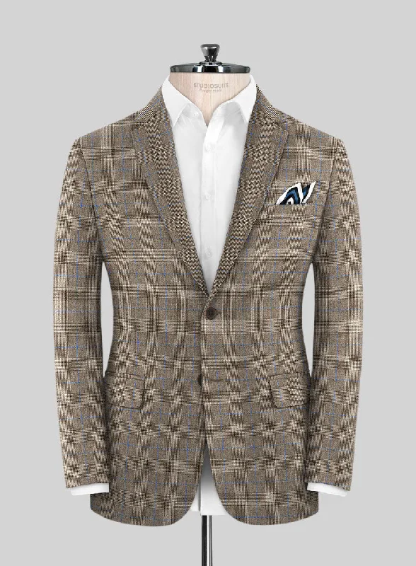 Caccioppoli Erlo Brown Wool Jacket Boat Neck Shawl Collar Notched Collar