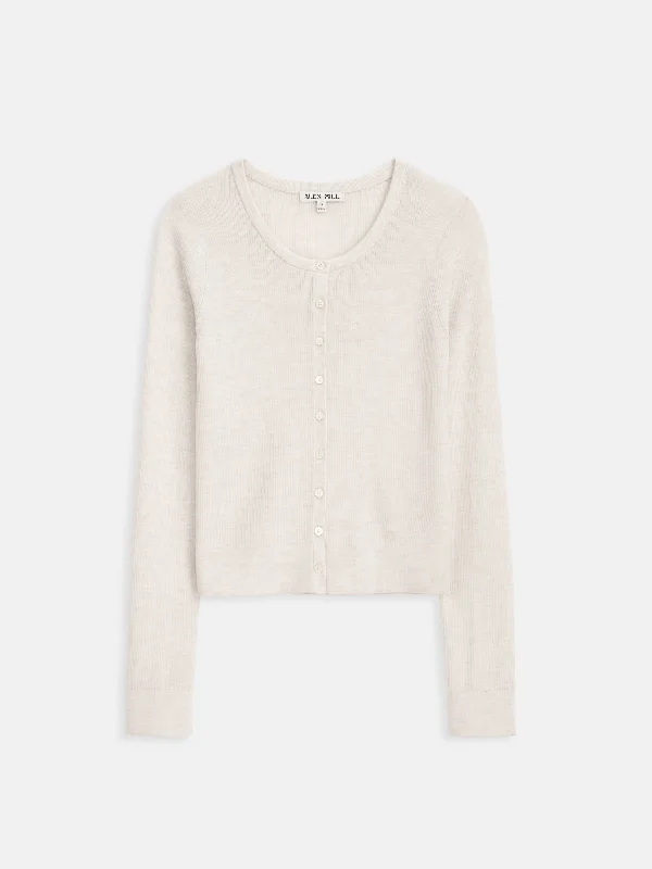 Ava Cardigan in Extrafine Merino Wool Transparent Opaque Sheer