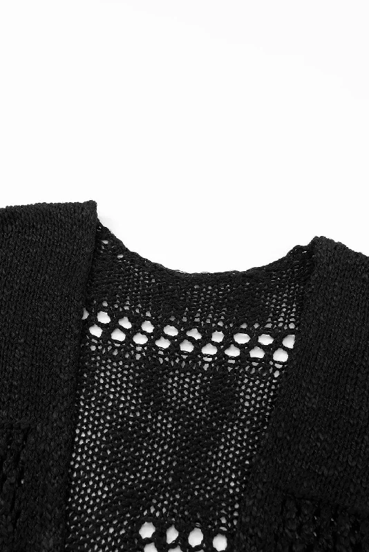 Casual Knitted Cardigan Transparent Opaque Sheer