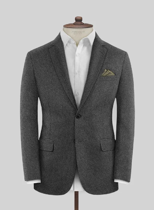 Caccioppoli Yorge Iron Gray Wool Jacket Ribbed Jacket Pleated Jacket Ruffled Jacket