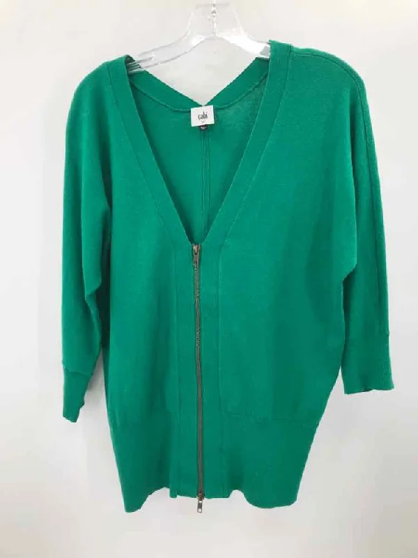 Pre-Owned Cabi Green Size Medium Zip Front Cardigan Zippered Buttoned Snapped
