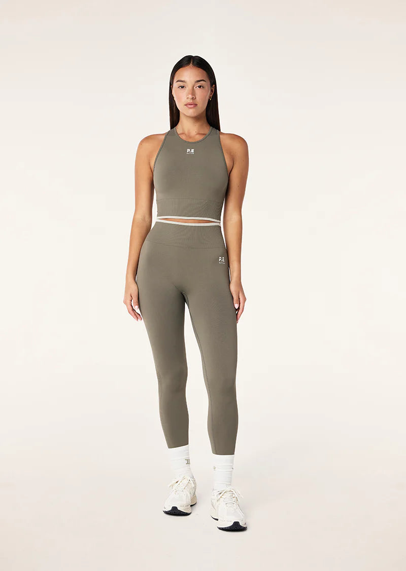 Women's P.E Nation Khaki Restore Seamless Tank & Leggings Set essential tank top