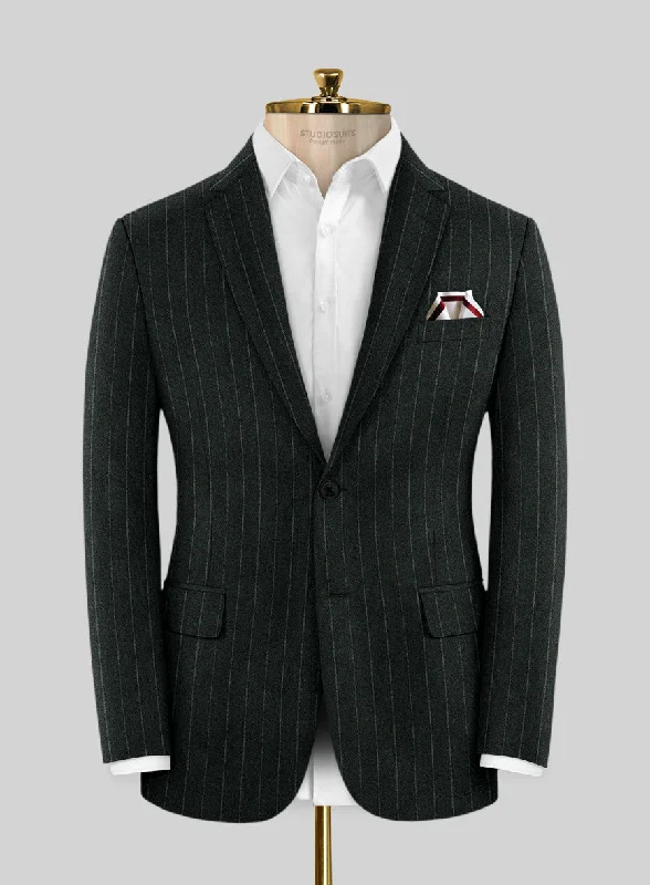 Caccioppoli Udia Dark Green Wool Jacket Lace Jacket Ribbed Jacket Sequined Jacket