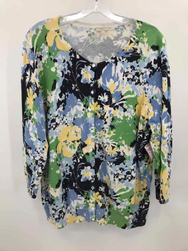 Pre-Owned Talbots Blue Size XL Floral Button Down Cardigan Toggled Drawstring Belted Pre-Owned Talbots Blue Size XL Floral Button Down Cardigan Toggled Drawstring Belted