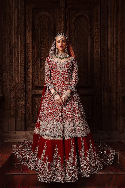 Kameez with Skirt Red Bridal Outfit maxi skirt elegant