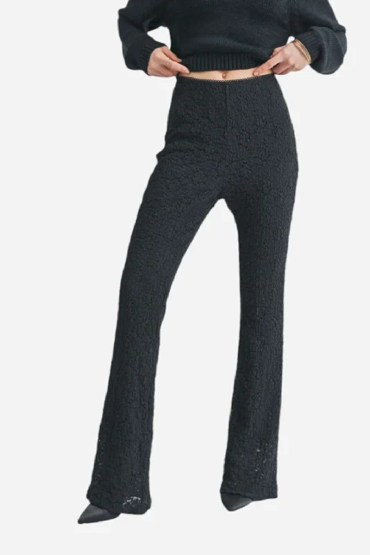 Sage the Label Journey Lace Flare Pants Black Chic Wool Trousers