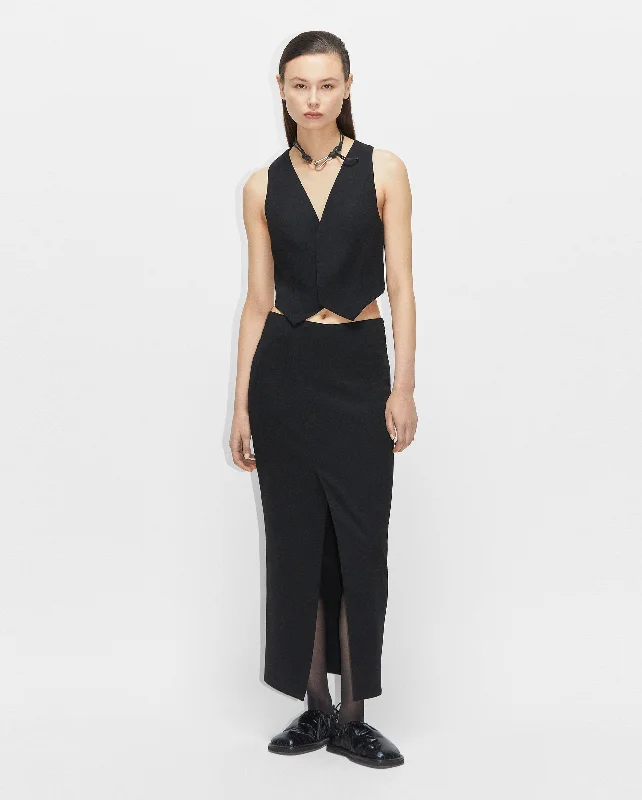 TAIL SKIRT / BLACK cashmere skirt fine
