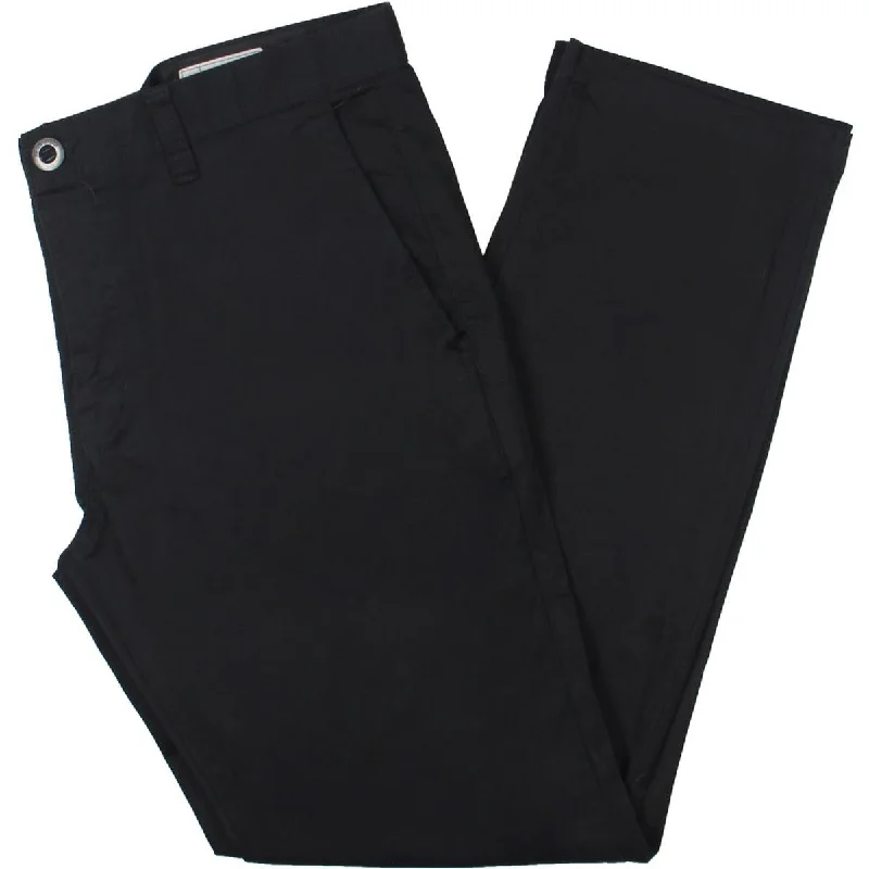 Volcom Womens Zipper Cotton Straight Leg Pants Formal Linen Trousers