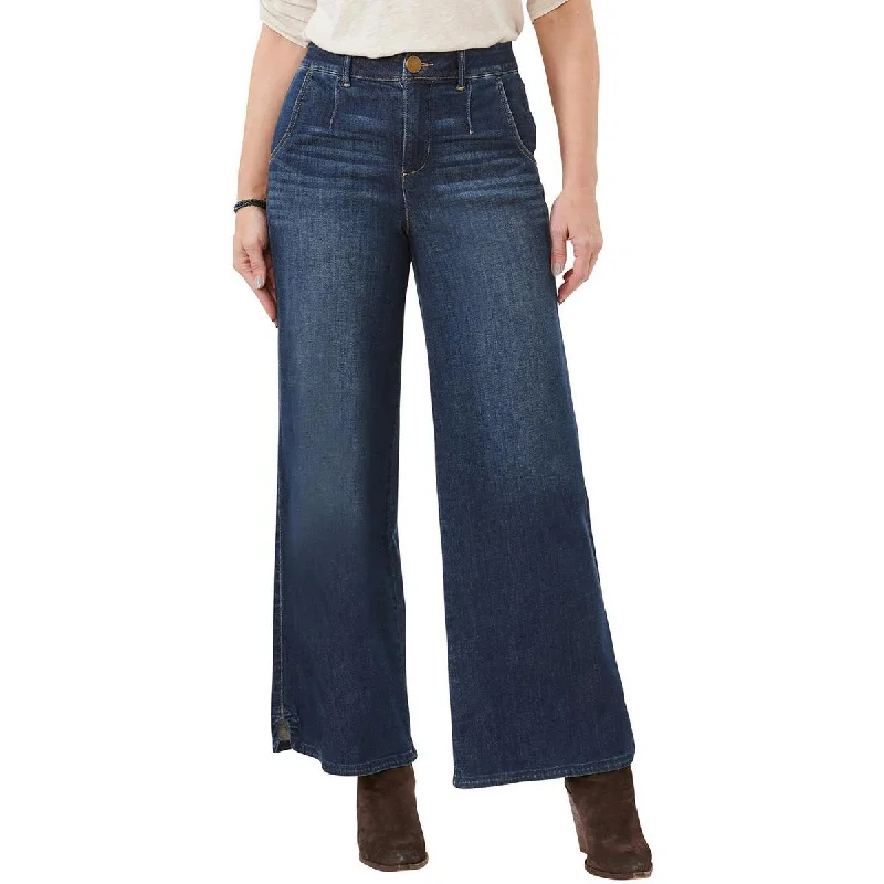 Democracy Womens Pocket Denim Wide Leg Pants Warm Wool Trousers