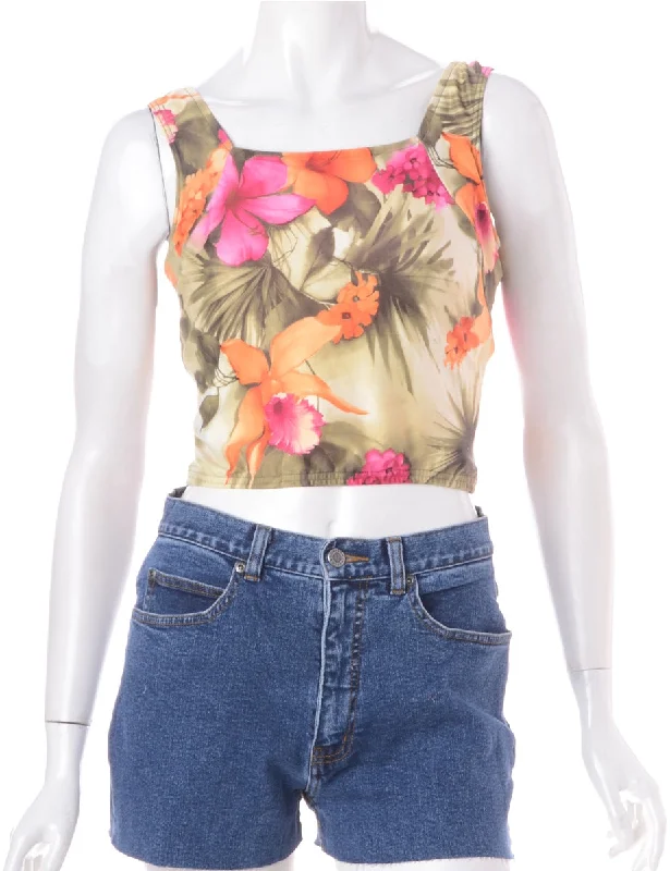 Label Misty Cropped Swimsuit Top Floral Print Swimsuit