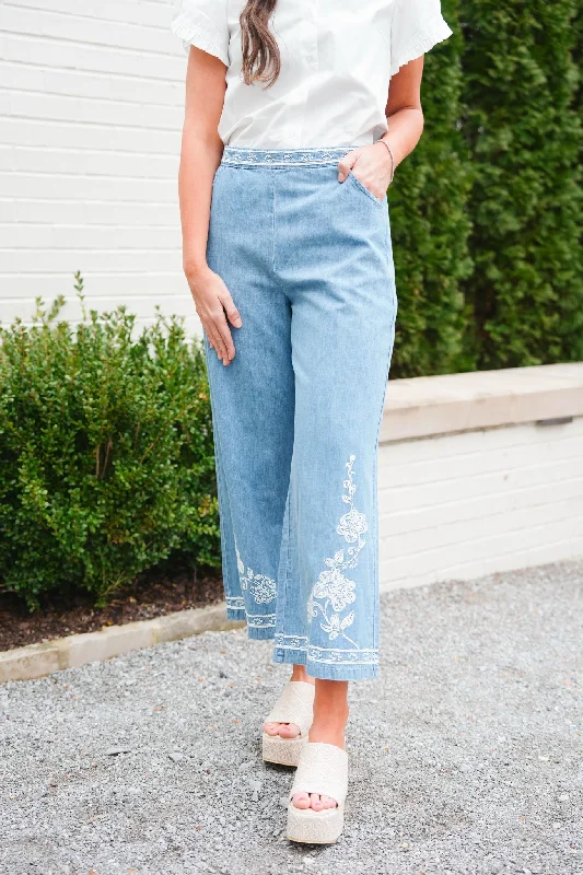 You Do Blue Pants Formal Wide-Leg Pants