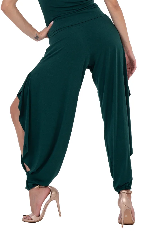 Harem Style Tango Pants With Slits Chic Faux Leather Pants