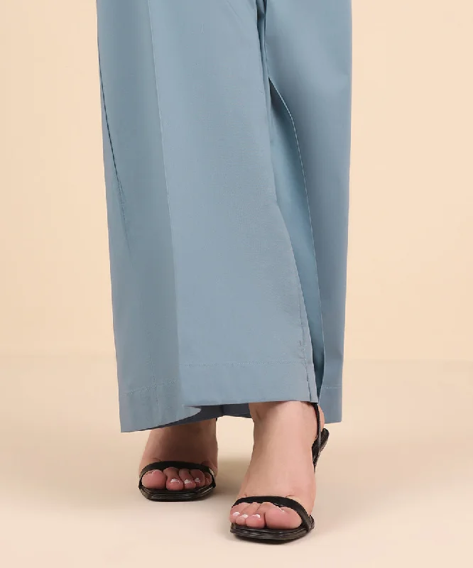 Solid Cambric Flared Pants Casual Wide Pants