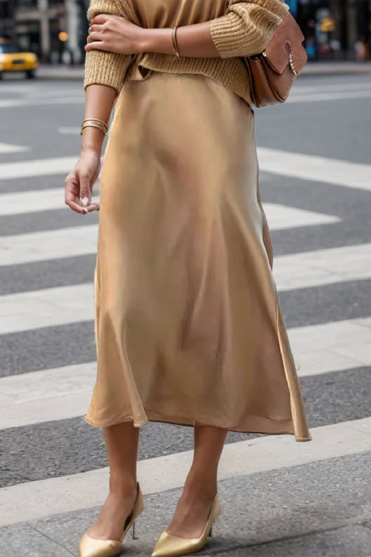 NEW LIFE: Lovelet High Waist Midi Skirt silk skirt luxurious