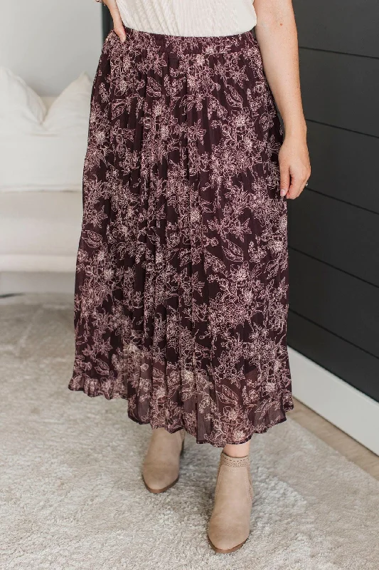 Swoon-Worthy Style Floral Maxi Skirt- Dark Plum velvet skirt plush