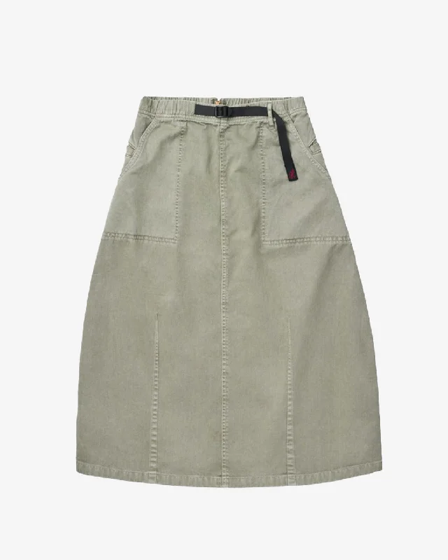 WMNS Maxi Skirt Pigment Sage Green silk skirt sleek