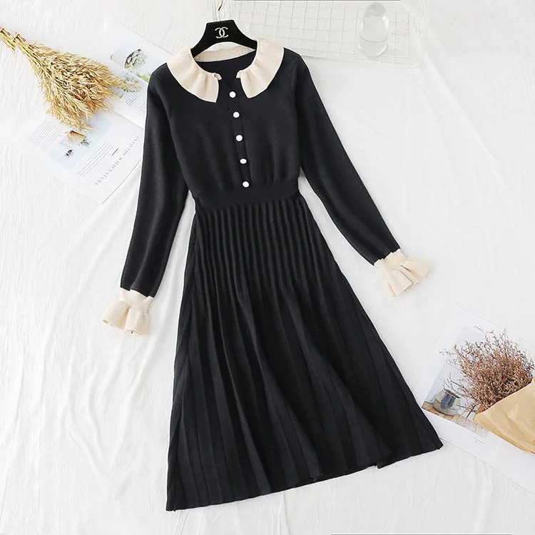 New trendy French retro small fragrance base with pleated small black skirt inside 2363 lace skirt romantic New trendy French retro small fragrance base with pleated small black skirt inside 2363 lace skirt romantic