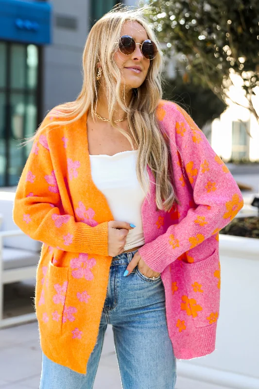 FINAL SALE - Sweet Suggestion Pink Floral Color Block Cardigan Iron Safe Non-Iron Wrinkle Free FINAL SALE - Sweet Suggestion Pink Floral Color Block Cardigan Iron Safe Non-Iron Wrinkle Free
