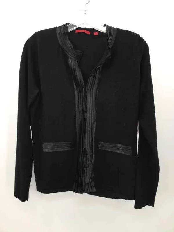 Pre-Owned Red Black Size Medium Cardigan Chenille Brocade Lace