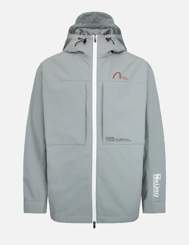 Logo Print Windbreaker Jacket Front Pockets Side Pockets Patch Pockets