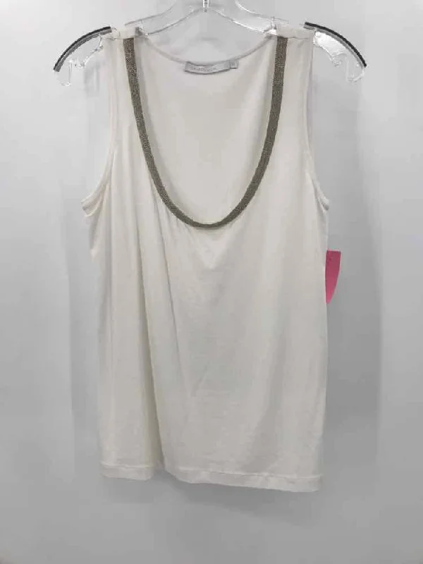 Pre-Owned Lauren Vidal White Size Medium Tank Top vibrant tank top