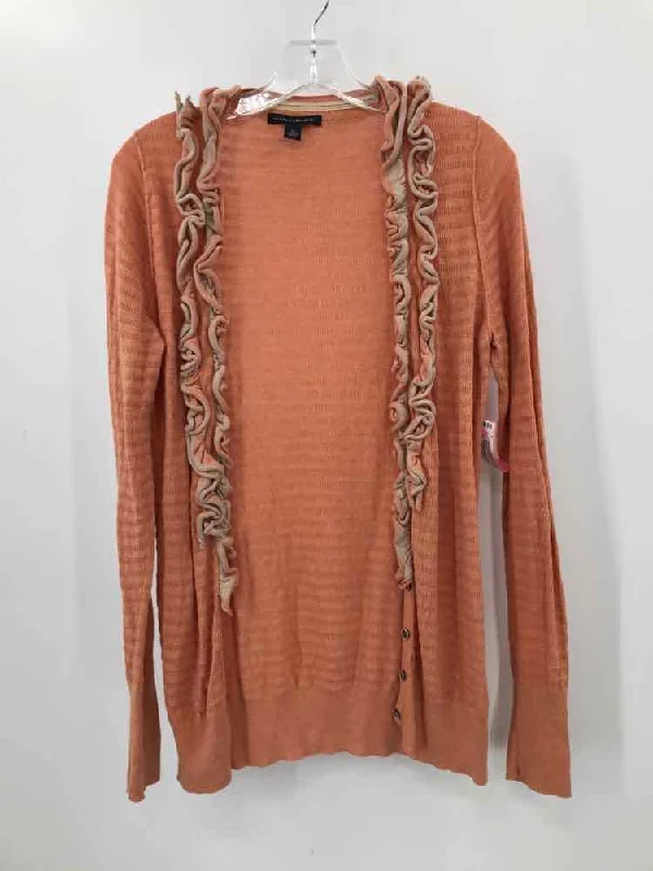 Pre-Owned Banana Republic Orange Size Medium Cardigan Sweater Beaded Cardigan Sequined Faux Fur