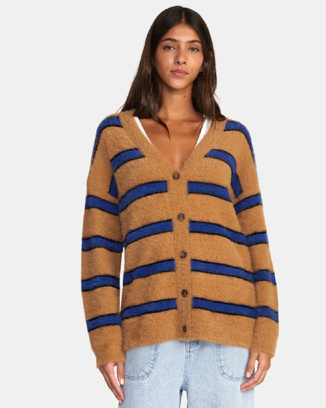 Here We Are Cardigan Sweater - Tobacco Elegant Classic Vintage