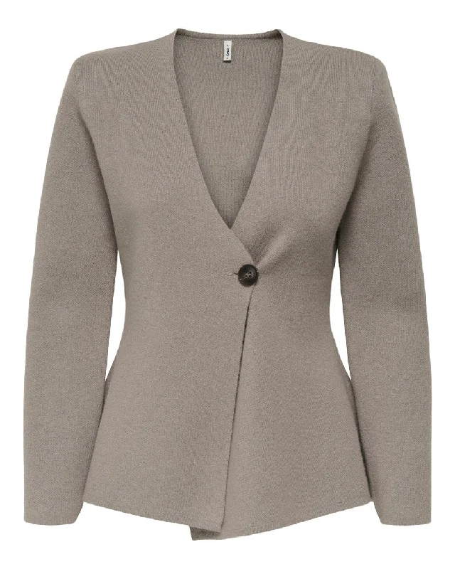 Only cardigan myera life ls one button moon rock/melange Hooded Cardigan Collared Cardigan Shawl Collar