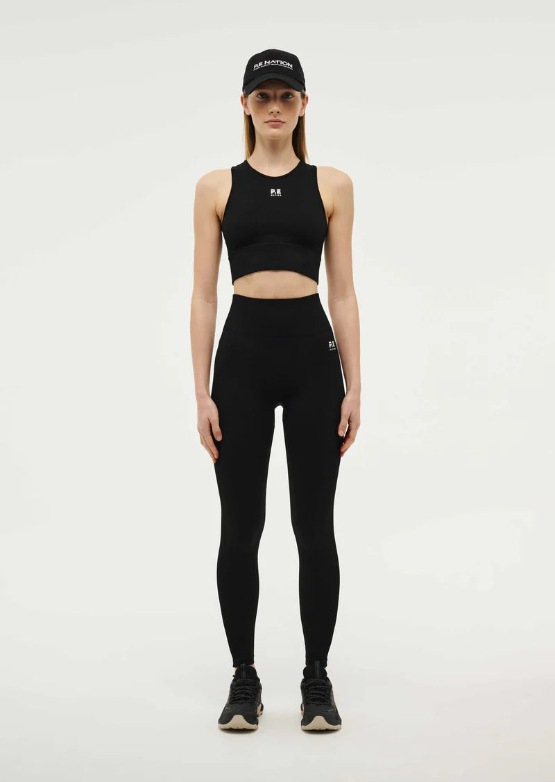 Women's P.E Nation Black Restore Seamless Tank & Leggings Set workout tank top
