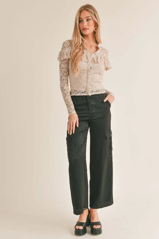 Sage the Label Aphrodite Low Waist Cargo Pant in Black Chic Capri Pants