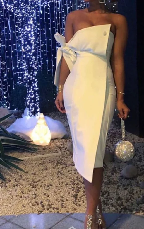 White Night Club Dress Sexy Party Dress c3405 Boat Neckline Classic